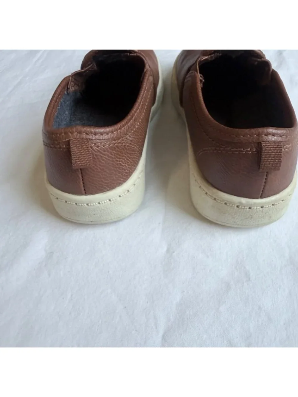Carters Brown Faux Leather Casual Slip On Sneaker Boys size 13